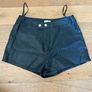 Superdown High Waisted Moto Short in Black